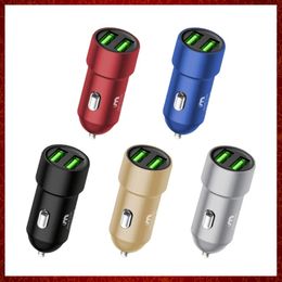 Quick Charge Dual USB Car Charger 3.4A 12V 24V Fast Charging Car Phone Adapter For iPhone 13 12 Xiaomi Huawei Samsung S21 S22 Note 20/10 S21/20 J60F Car-charge 5 colors