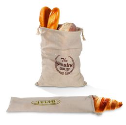 Linen bread bag Baking Pastry Tools Reusable baguette drawstring bag all cotton bunched mouth Wholesale