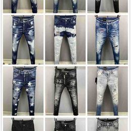 2023 Luxury Brand Designer D2 Men Denim Jeans Embroidery Pants Fashion Holes Trousers Mens Clothing Us Size 28-38 2wkyc