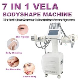 Vela Roller Lipo Cavitation Machine Body Shaping Fat Burning 7 IN 1 Lipo Laser RF IR Vacuum Roller Weight Loss Skin Tightening Salon Equipment Wrinkle Removal
