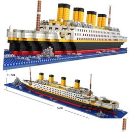 Blocks 1860Pcs Mini Model Titanic Cruise Ship Boat Diy Diamond Building Bricks Kit Children Kids Toys Sale Price Drop Delivery Gifts Dhyva