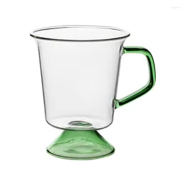 Coffee Tea Sets Simple Glass Creative Color Handle Stitching High Foot Drinking Cup Transparent Wine Drink