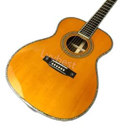 Lvybest Electric Guitar Custom 40 Inch Om Body Series Signature Yellow Acoustic Guitar