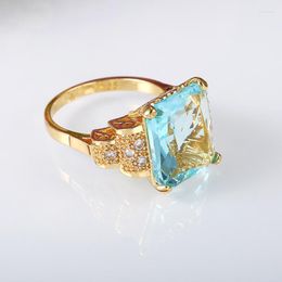 Wedding Rings YOUHAOCC Elegant Aquamarine Ring Fashion Luxury Translucent Zircon Ladies Women Party Simple JewelryAccessories