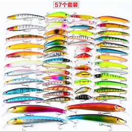57pcs lot ABS Plastic High Quanlity Fishing Lures Set Mixed 8 styles Minnow Lure Crank Bait Pencil and Rattlin Baits262c