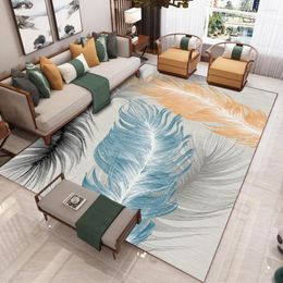 Carpets Modern Minimalist Ins Style Large Size Living Room Carpet El Decoration Commercial Rug Feather Pattern Bedroom Bedside Mat
