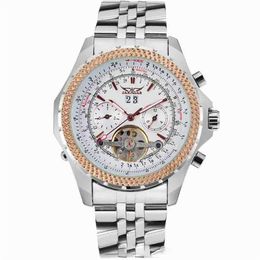 wengle New JARAGAR calendar Multifunction flywheel Men Steel strip Hollow dress gift Luxury casual Mechanical watches309l