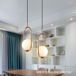 Pendant Lamps Nordic Golden Oval Chandelier Restaurant Lamp Glass Simple Personality Single Head Bar Corridor Aisle Bedroom Bedside