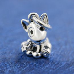 925 Sterling Silver Bull Terrier Puppy Dog Dangle Charm Bead Fits European Pandora Style Jewelry Charm Bracelets