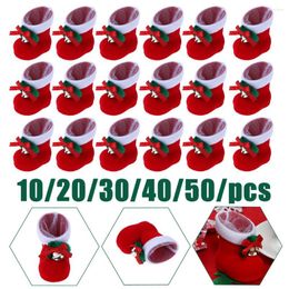 Christmas Decorations 10-50PCS Gift Bag Candy Holder Home Party Decor Santa Claus Boots Kids Mini Xmas Tree Decoration