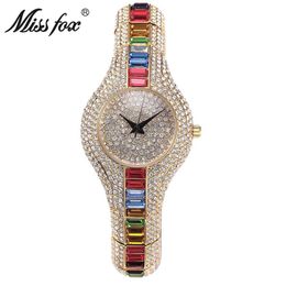 Fashion luxury diamond Colour stone full rhinestone waterproof quartz watches301v