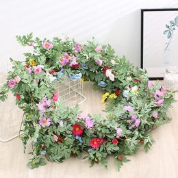 Decorative Flowers 65 Rose Daisy Artificial Flower Christmas Wreath Wedding Home Room Decoration Spring And Autumn Garden Arch DIY Fake Pla