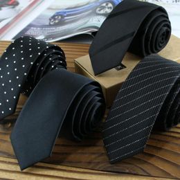 Bow Ties Fashion Mens 5cm Slim Necktie Factory Exclusive 59" Long Skinny Black Solod Stripe Plaid Dots Silk Suit Wedding