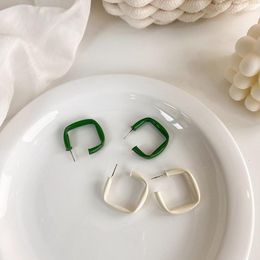 Hoop Earrings VSnow Statement Geometrical Green White Earring For Women Trendy Spray Enamel Open Metallic Jewellery Accessories
