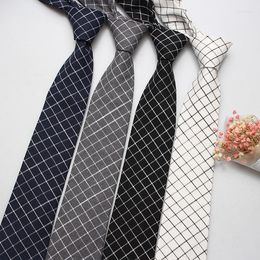 Bow Ties Linbaiway Men Slim Tie Casual Cotton Plaid Neck For Man Skinny Designer Narrow Wedding Necktie Corbatas Gravatas Para