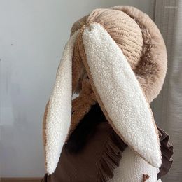 Berets Cute Hat Women Girls Winter Plush Windproof Warm Hood Hats Kawaii Cartoon Furry Ear Cotton Cosplay Friend Gift