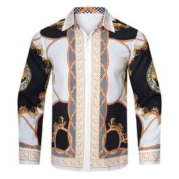 Men Casual Shirts Fashion Dress Hawaii Designer Flower Letter Print Long Sleeve Shirts