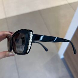 Cat Eye Pearls Sunglasses Black Grey Sunglass Women Sun Glasses Goggles Eyewear UV Protection with Box