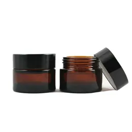 Brown Amber Glass Cream Bottle Jar Black Lid 5G 10G 15G 30G 50G 100G Cosmetic Sample Jars Packing Bottles