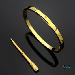 4 mm dünne Silberarmbänder Armreifen für Frauen Männer Titanstahl Goldschraubendreher Armbänder Liebhaber Armband ohne Kasten 16-19cm292n