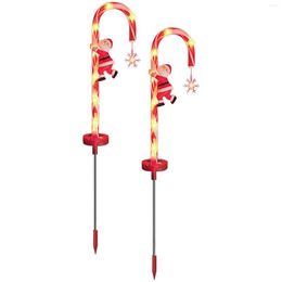 Christmas LED Lamps Ornaments Fairy Lights Crutch Light Pathway Candy Cane Solar For Driveway Backyard Xmas Walkway Yard