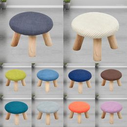 Chair Covers Solid Colour Elastic Footrest Ottoman Cover Stretch Round Living Room Protector Slipcover Polyester Stool