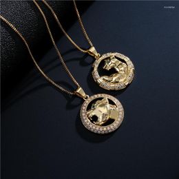 Chains European And American Fashion Micro Inlaid Zircon 18K Real Gold Plated Leopard Pendant Necklace Female