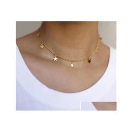 Chokers Star Choker Necklace Sier Gold Pentagram Necklaces Collars Chain Women Fashion Hip Hop Jewellery Drop Delivery Pendants Otn7L