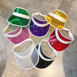 Ball Caps 10 Colours Women Men Transparent PVC Plastic Sunshade Hat Frosted Sweet Candy Colour Empty Open Top Sports Beach Sun Visor Cap