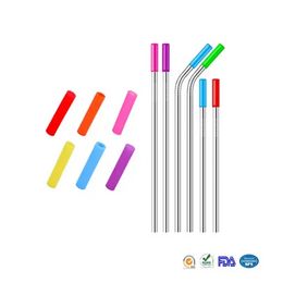 Drinkware Silicone Tips Cover For Stainless Steel Drinking Straw Silicone Straws Tips Fit For 6mm Wide Straws Silicone Tubes Straw Cover ss1213