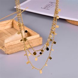 Fashion 316L Titanium Steel Designer Necklace Woman 18k Gold Chokers Chains Round Water Drop Pendant Short Chokers Chain Necklaces Jewelry for Women Gift