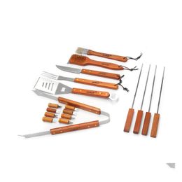 Bbq Tools Accessories 18Pcs Stainless Steel Set Cooking Utensils Outdoor Cam Barbeque Grill Kitchen Cookware Drop Delivery Home Ga Otzcm