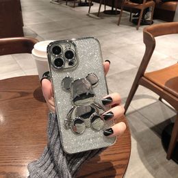 Fashion electroplated Violence Bear phone case iPhone14 13 11 12 Pro Max14plus All-Inclusive protective case lens