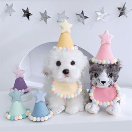 Dog Apparel Ice Cream Colour Small Pet Cat Cute Birthday Hat Star Party Bib Drool Pocket Hats Accessories