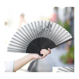 Other Home Decor Vintage Chinese Style Dance Wedding Party Lace Silk Folding Hand Held Flower Fan Performance Handheld Props Drop De Ot5Sf