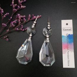 Chandelier Crystal Camal 2Pcs 38mm Double Pear-shaped Prism Pendant Octagon Bead Garland Hanging Lamp Lighting Part SunCatcher