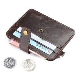 coin purse magnet short bifold men wallet super Slim simple vintage pu leather card holder250e