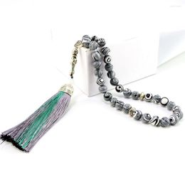 Strand Tasbih Natural Malachite Stone Metal Tassel 33 66 99 Prayer Beads Islamic Fashion Muslim Rosary