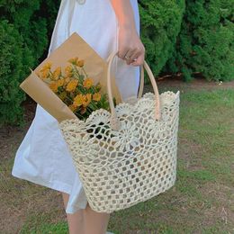 Evening Bags FIRMRANCH Exquisite Handmade Lace Chain Link Woven Hollow Female Shoulder Bag Tote Beach Vacation Summer Waterproof Basket Chic