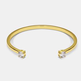 Minimal Double Zircon Bangles Opening Designer Gold Plated Bracelet Love Jewellery