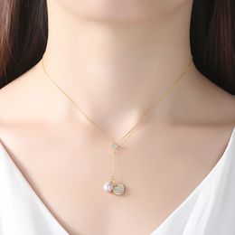 Coreano Cuore romantico Perla d'acqua dolce s925 Collana con ciondolo in argento Gioielli da donna Moda Affascinante signora Micro set Collare con zircone Collana con accessori Regalo