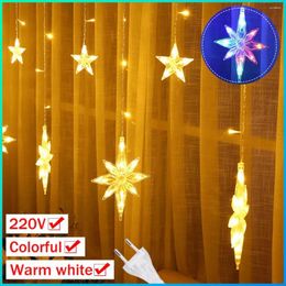 Strings Christmas LED Fairy String Light Garland Curtain Lights Snowflake Flashing Home Decor Outdoor Wedding Party