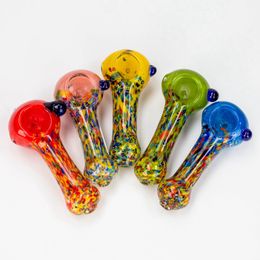 Cool Mini Colorful Hand Pipes Thick Glass Portable Spoon Design Filter Dry Herb Tobacco Bong Handpipe Handmade Oil Rigs Smoking Cigarette Holder DHL