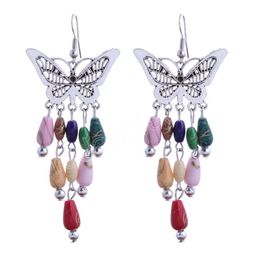 Bohemian Handmade Colorful Beads Hollow Butterfly Dangle Earrings Brincos Simple Casual Long Tassel Hook Earrings Jewelry