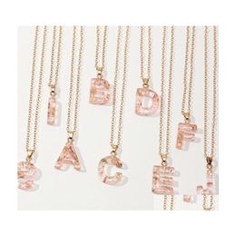 Pendant Necklaces 26 Initial Letter Necklace Transparent Pink Acrylic For Women Jewelry Drop Delivery Pendants Otakr