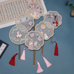 Chinese Style Palace Fan Handmade Art Drawing Embroider Hand Fan Dance Performance Wedding Clothing Gift Party Favour MJ1280