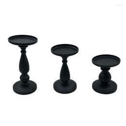 Candle Holders Black Pillar Holder Wrought Iron Rustic Classic Candlestick Ornament For Home Wedding Dining Table Decoration Art N1HF