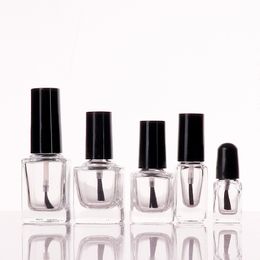 Transparent Glass Nail Polish Bottles 5ml 10ml 15ml Empty Cosmetic Packaging with Lid Brush