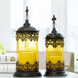 Candle Holders Europe Retro Wedding Gifts Moroccan Lanterns Candelabra Home Decoration Metal Hollow Carved Candlestick 50XX236