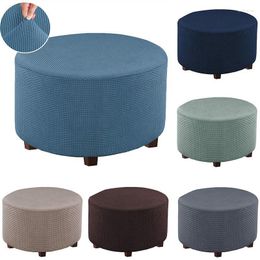Chair Covers Velvet Stretch Footrest Ottoman Washable Cover Spandex Round Stool Slipcover Footstool Protector Living Room